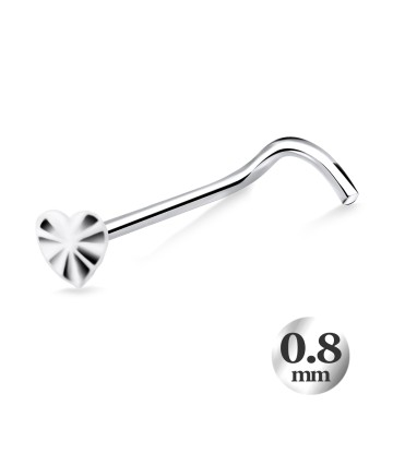 Hearts Twinkle Silver Curved Nose Stud NSKB-771 (0.8mm) 